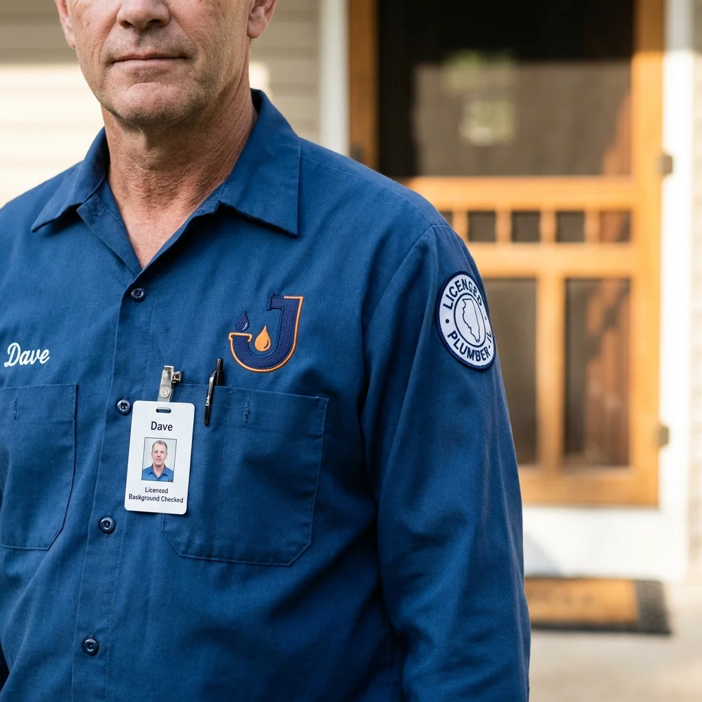 Licensed plumber showing ID badge in Socorro, NM