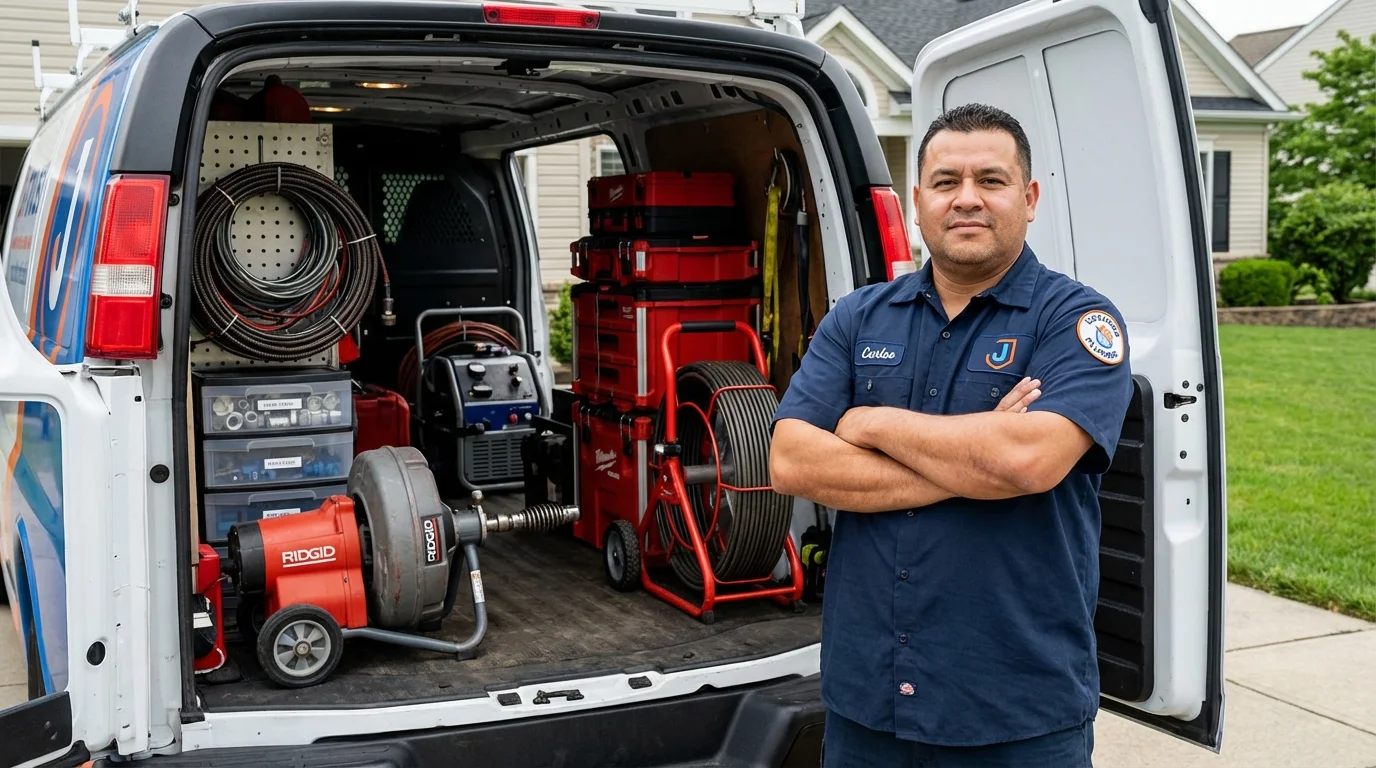 Professional drain cleaning equipment and Johns Plumbing LLC plumber in Socorro