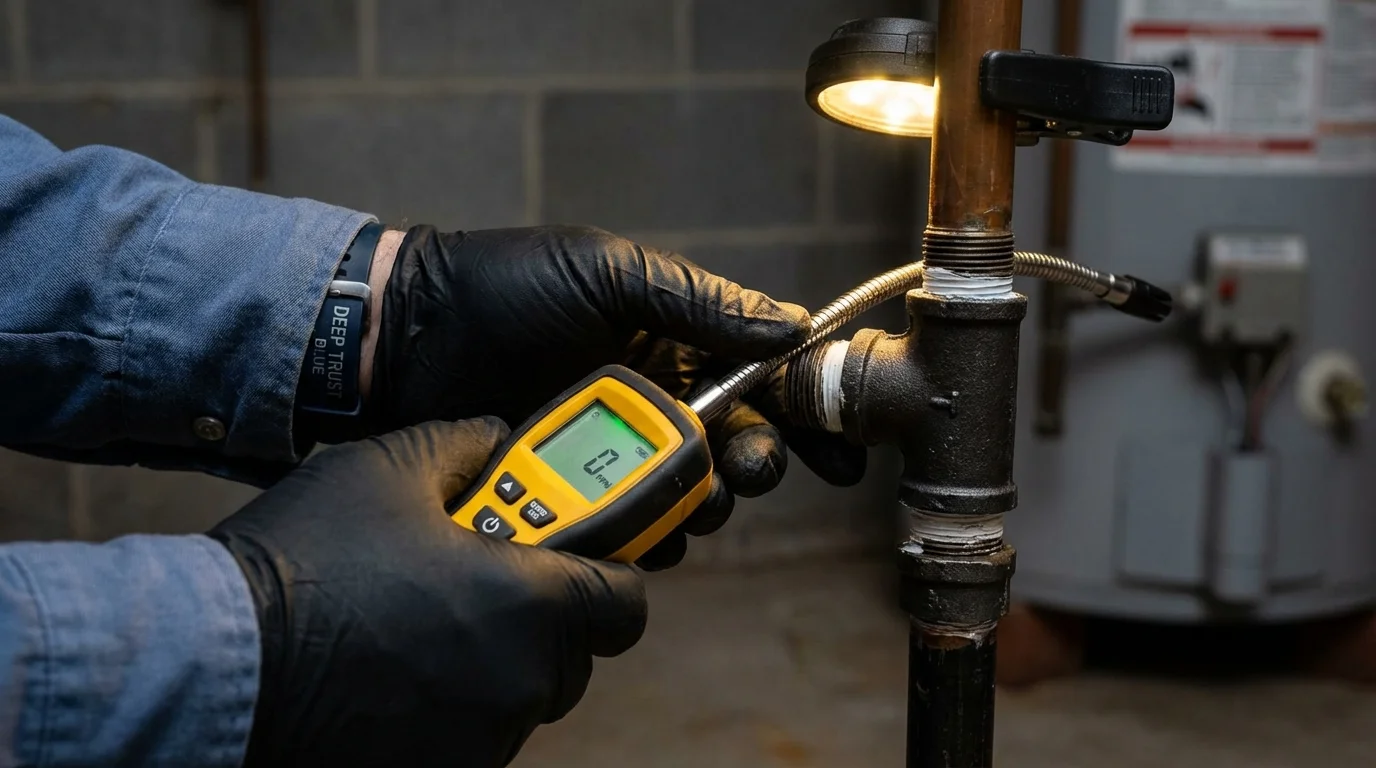 Gas leak detection with electronic sniffer by Johns Plumbing LLC in Socorro